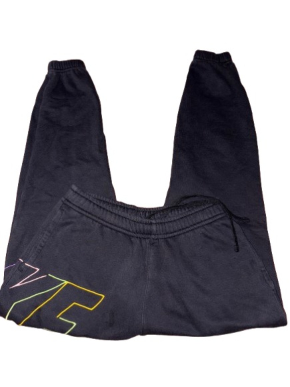 Nike Club Fleece Black Sweatpants with Multicolor Embroidered Graphic size S - Picture 8 of 12